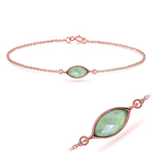 Rose Gold Plated Prehnite Silver Bracelet BRS-388-RO-GP